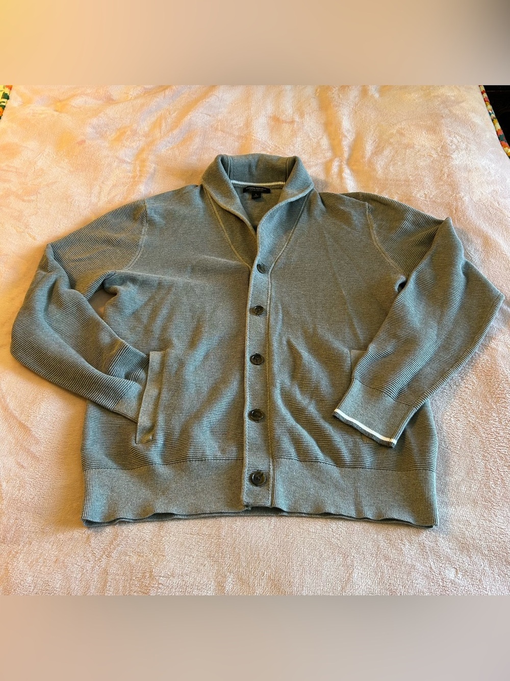 Banana Republic Supina Cotton gray heather button down sweater cardigan size L